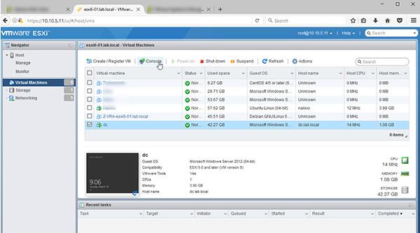 使用VMware主机客户端管理单台ESXi主机